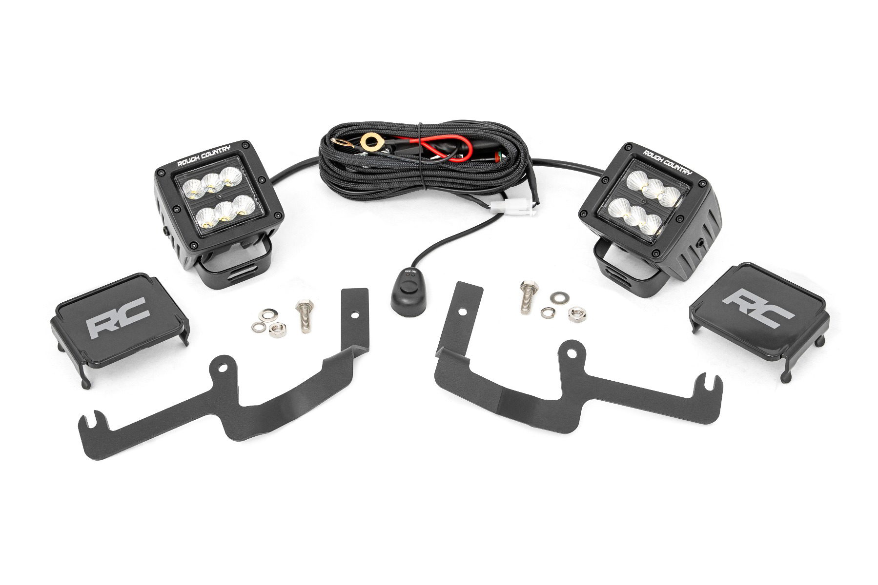 2-Inch Black Series Flood LED Ditch Light Kit for Silverado 1500, Rough Country 70842