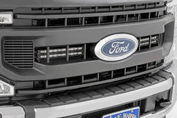 Dual 10-Inch Black Series LED Light Bar Kit for F-250 Super Duty shown installed, Rough Country 70898