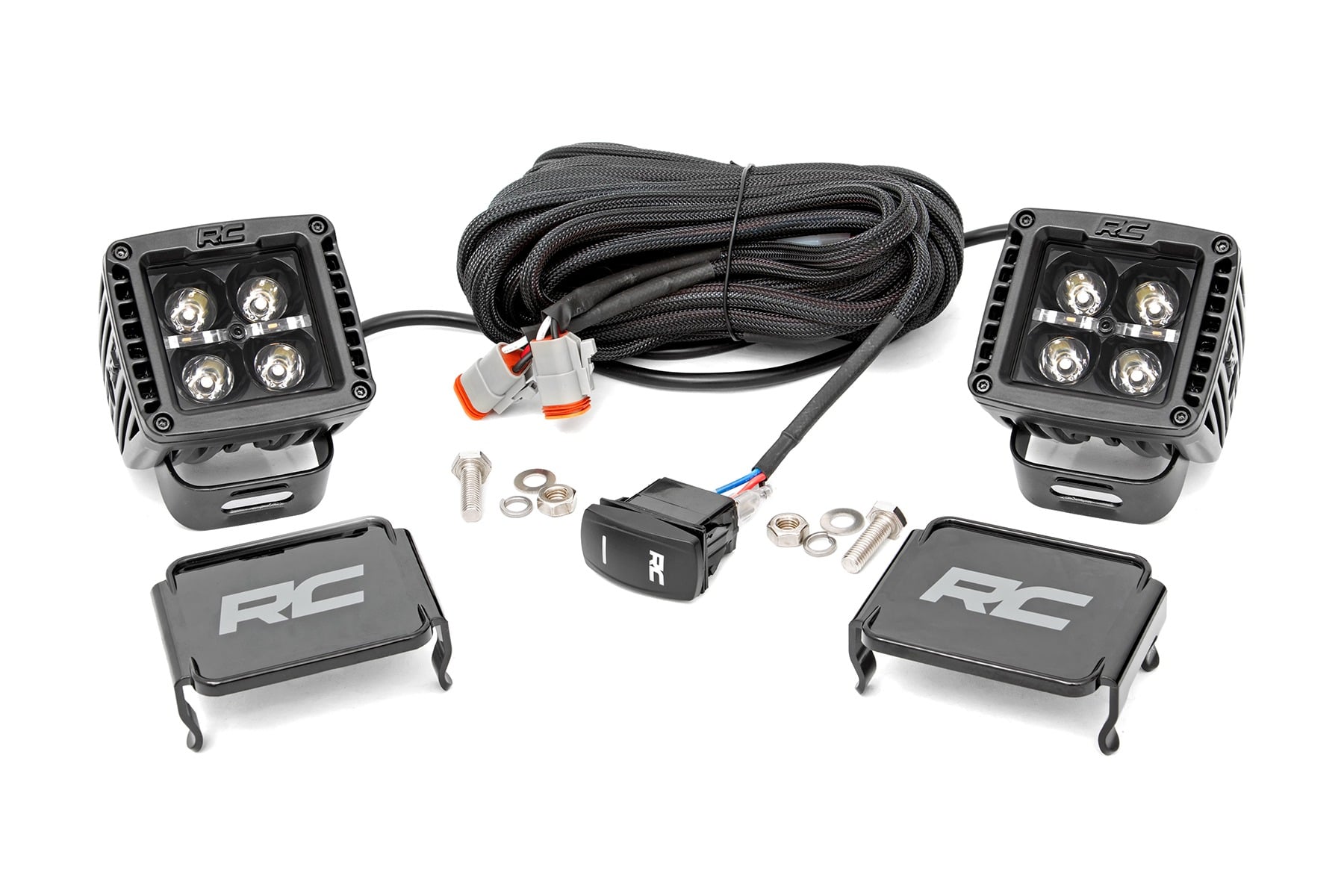 Rough Country 2-Inch Black Series LED Light Pods with Amber DRL