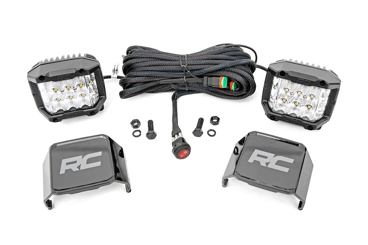 Rough Country 3-Inch Chrome Series LED Lights, 140-Degree Wide Beam