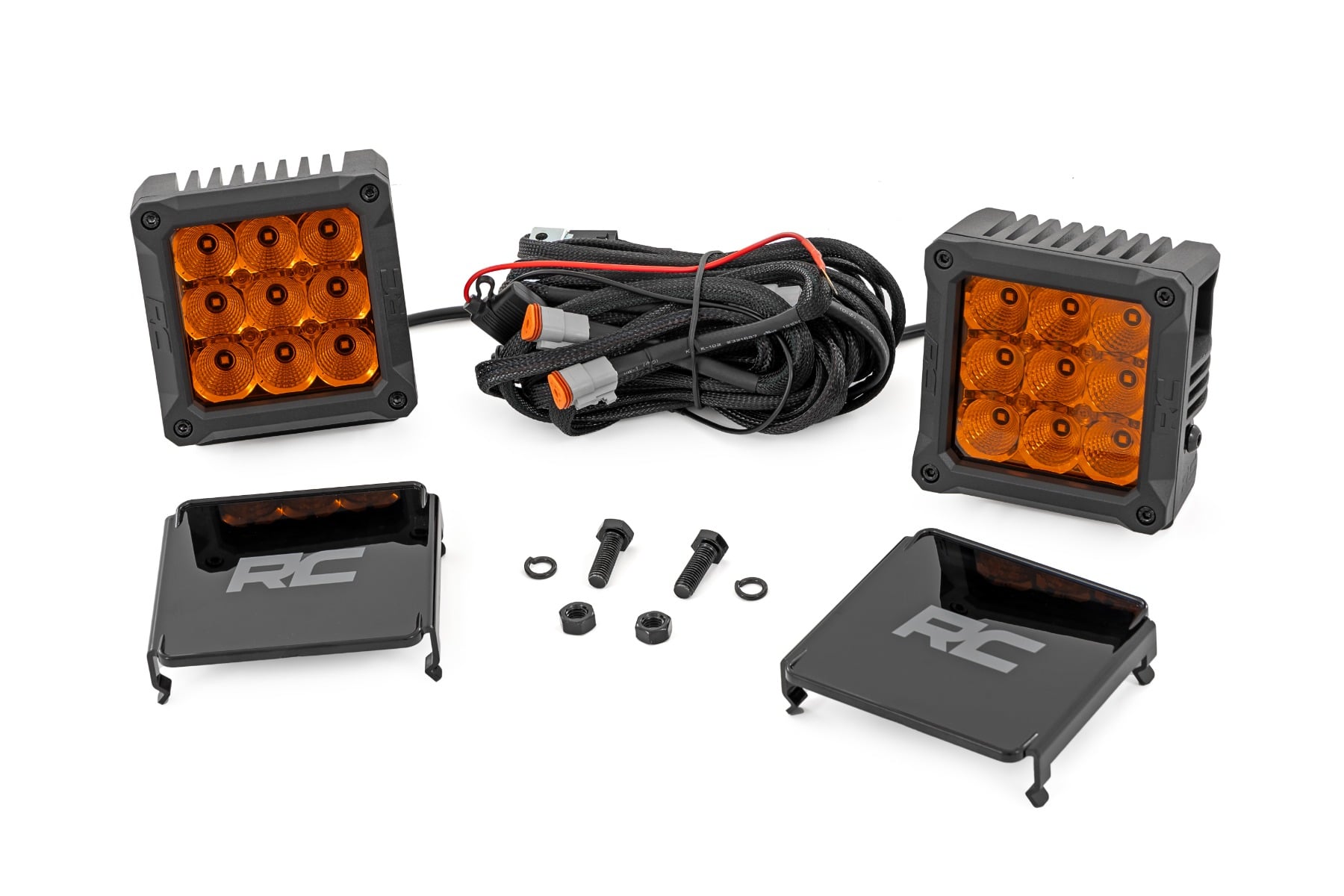 Rough Country 4-Inch Amber-Lens LED Light Pods with Amber DRL