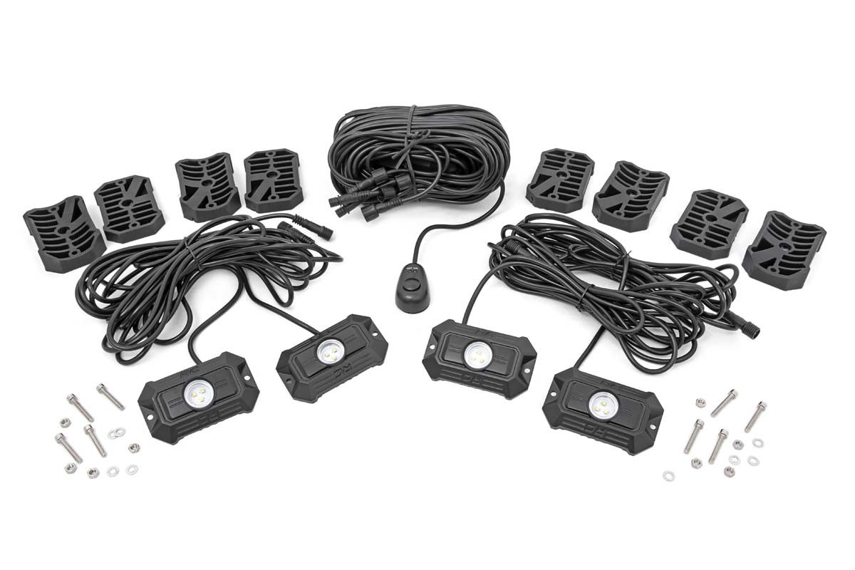 Rough Country LED Rock Light Kit — 3,240 Lumens, IP67 Flood Beam