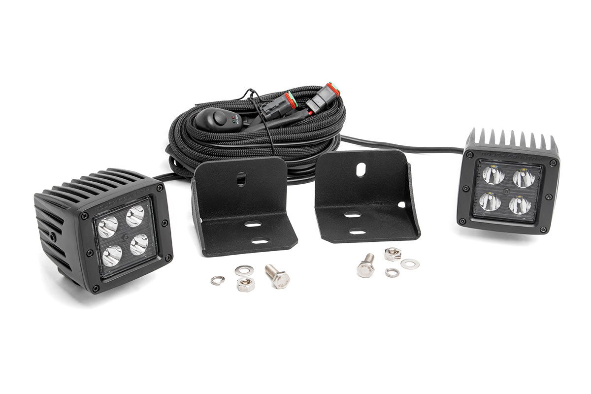 Rough Country 2-Inch Black Series LED Pod Kit for Can-Am Defender