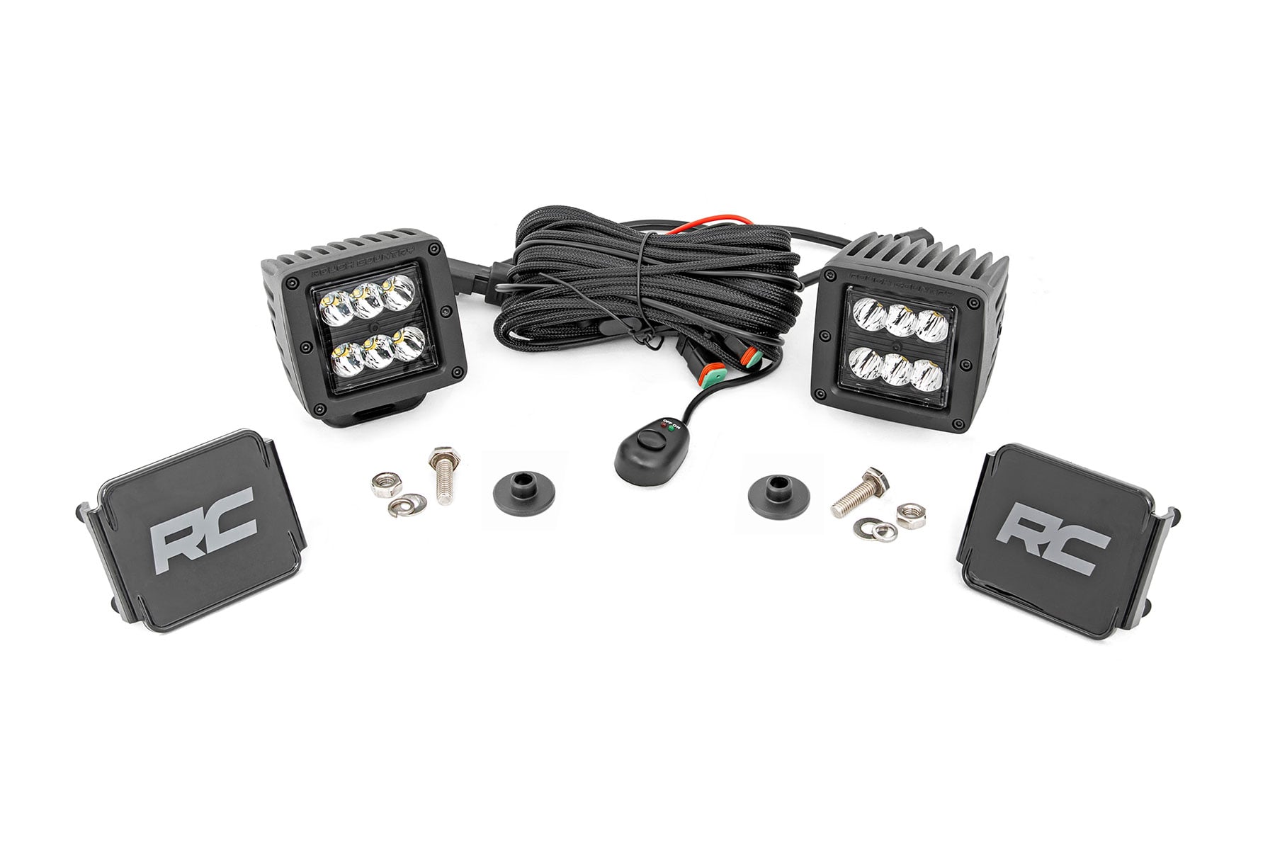 Rough Country 2-Inch Black Series Ditch Light Kit for 2021–2025 Ford Bronco 4WD