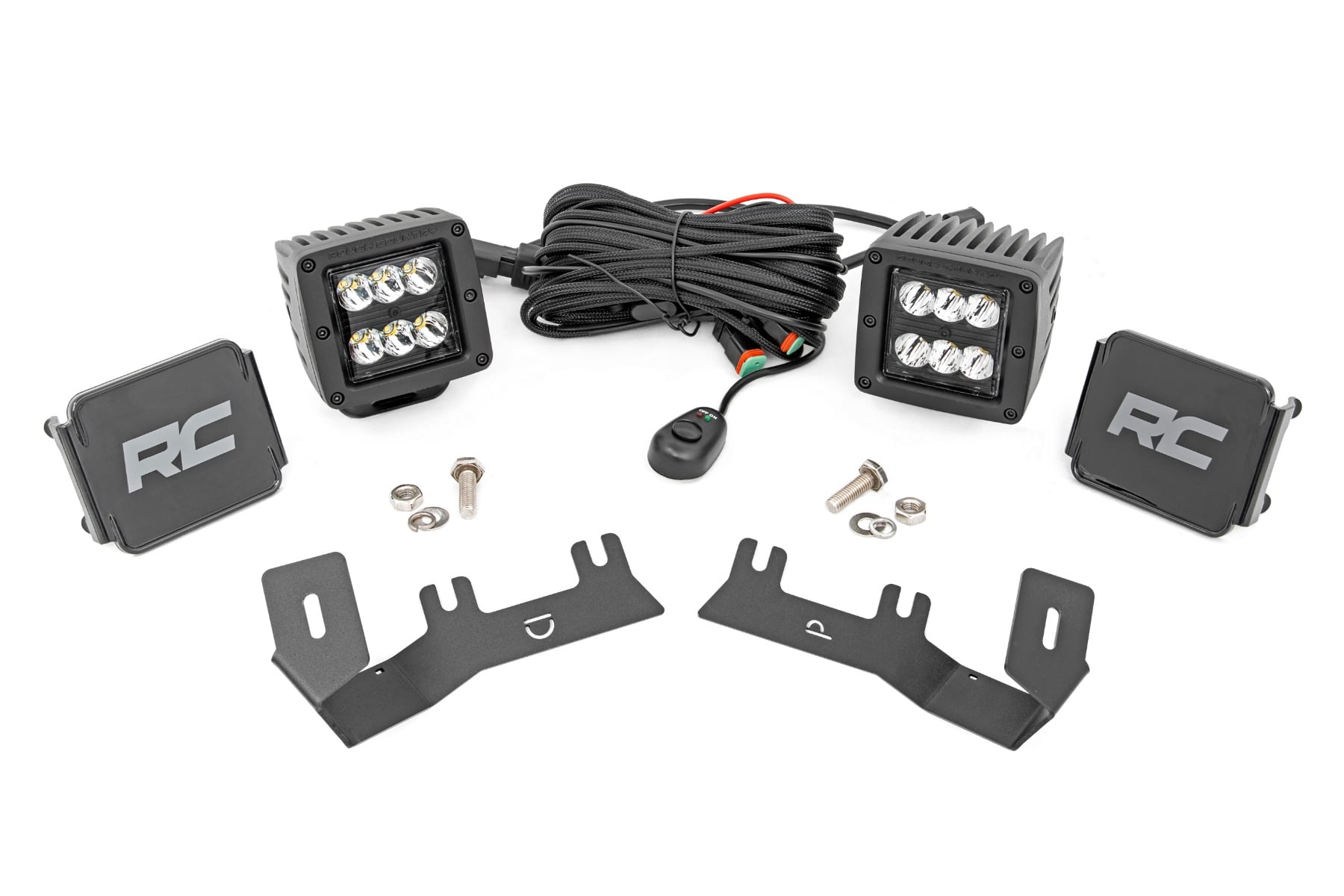 Rough Country 2-Inch Black Series Ditch Light Kit for Silverado/Sierra 1500