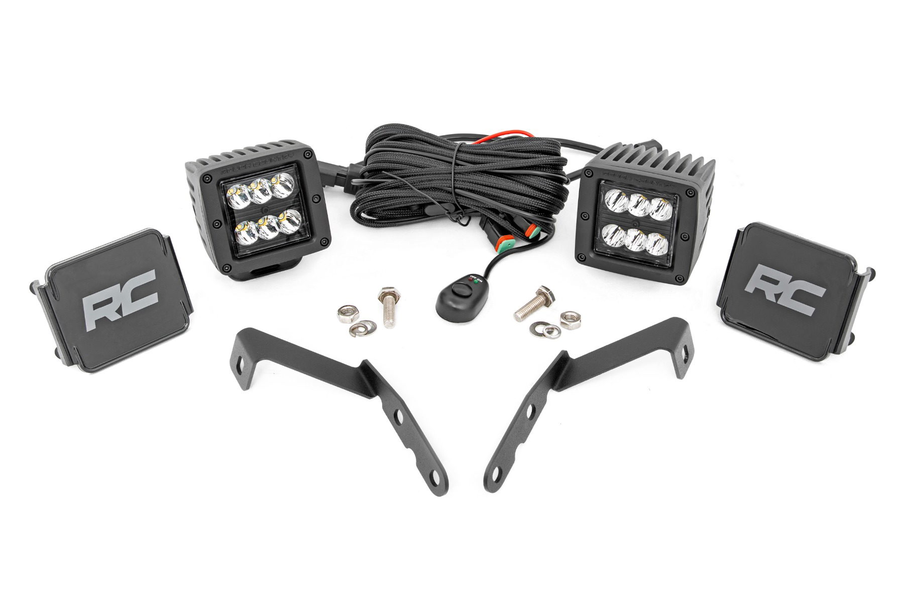 Rough Country 2-Inch Black Series LED Ditch Light Kit for Chevy 1500