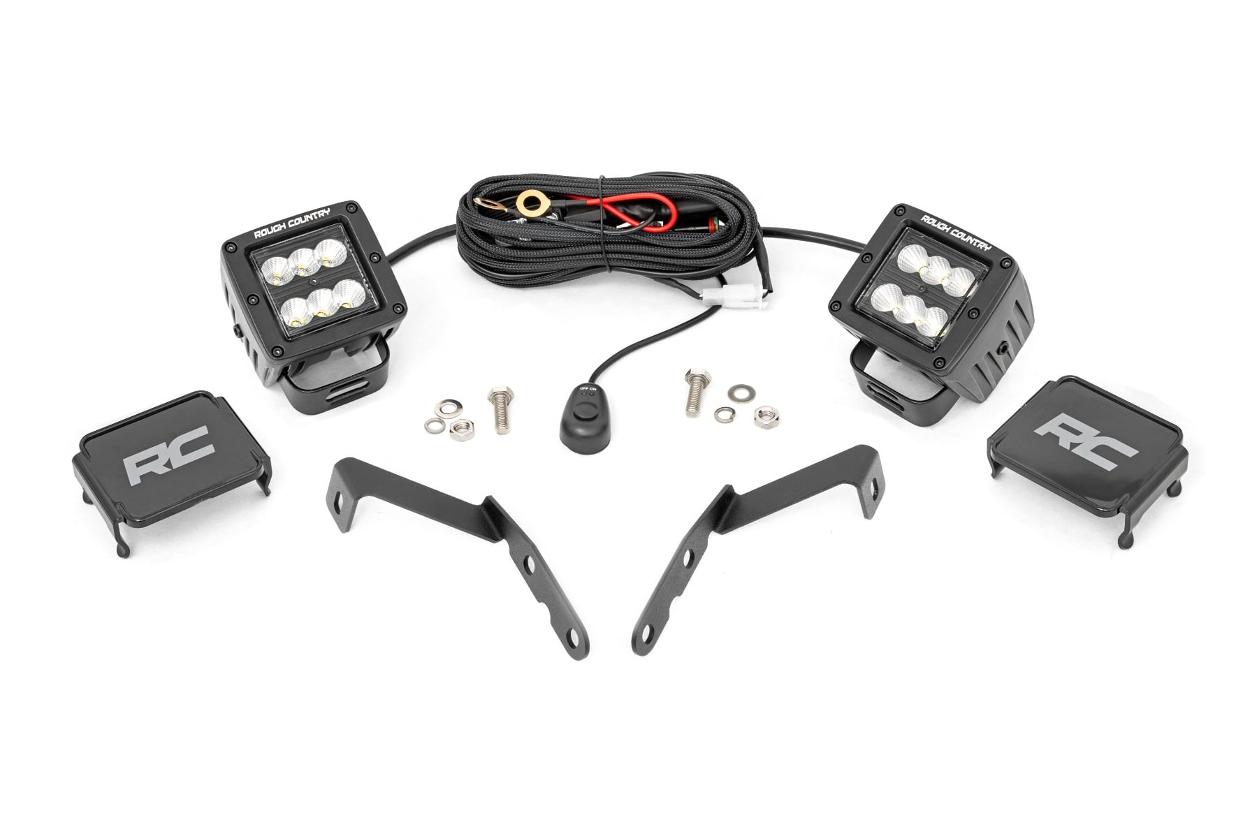 Rough Country 2-Inch Black Series Ditch Light Kit for Chevy/GMC 1500