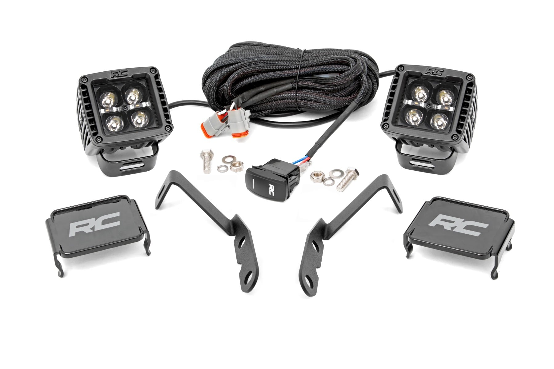Rough Country 2-Inch Black Series LED Ditch Light Kit for Chevy/GMC