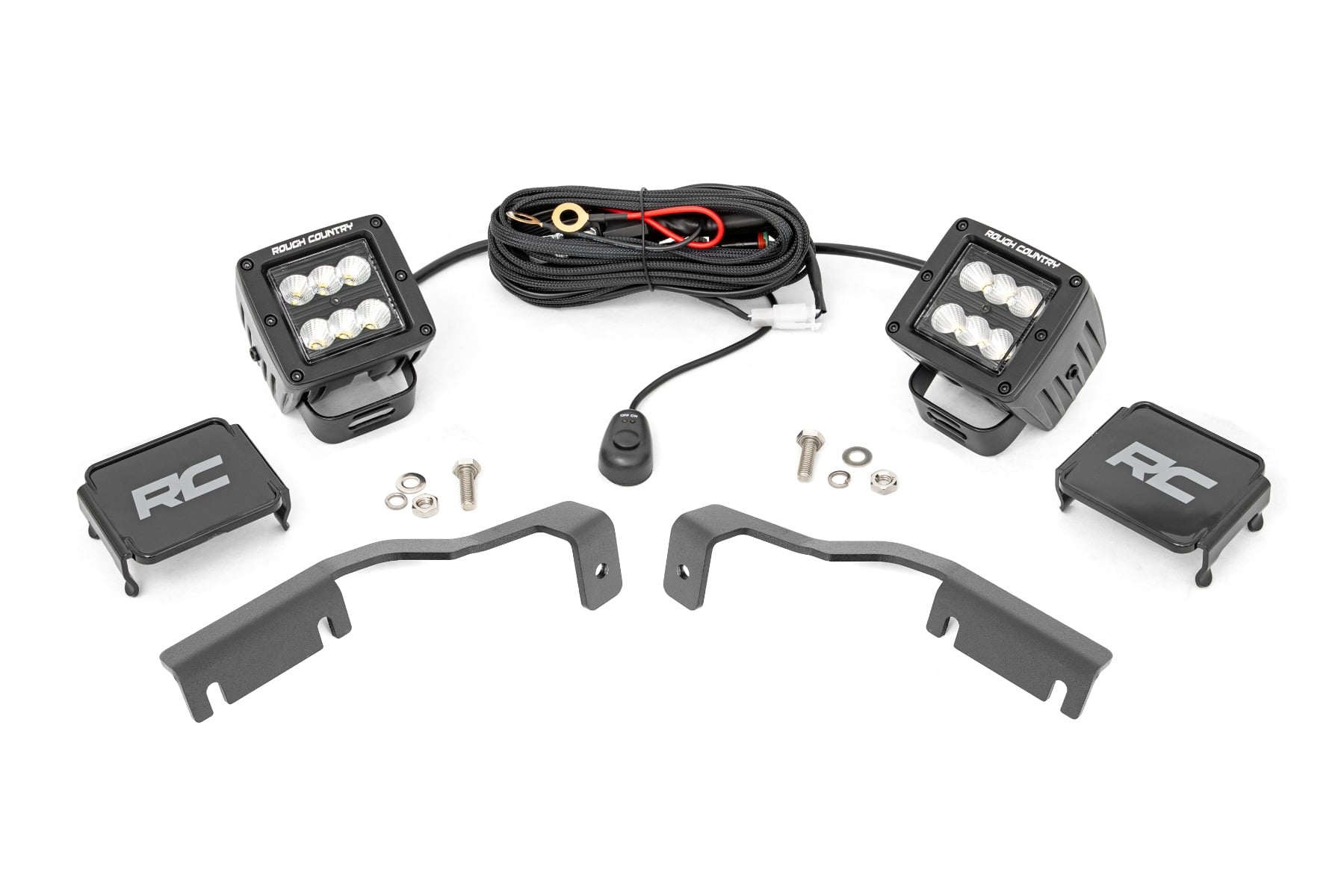 Rough Country Ditch Light Kit with 2-Inch Black Series Pods for Nissan Frontier