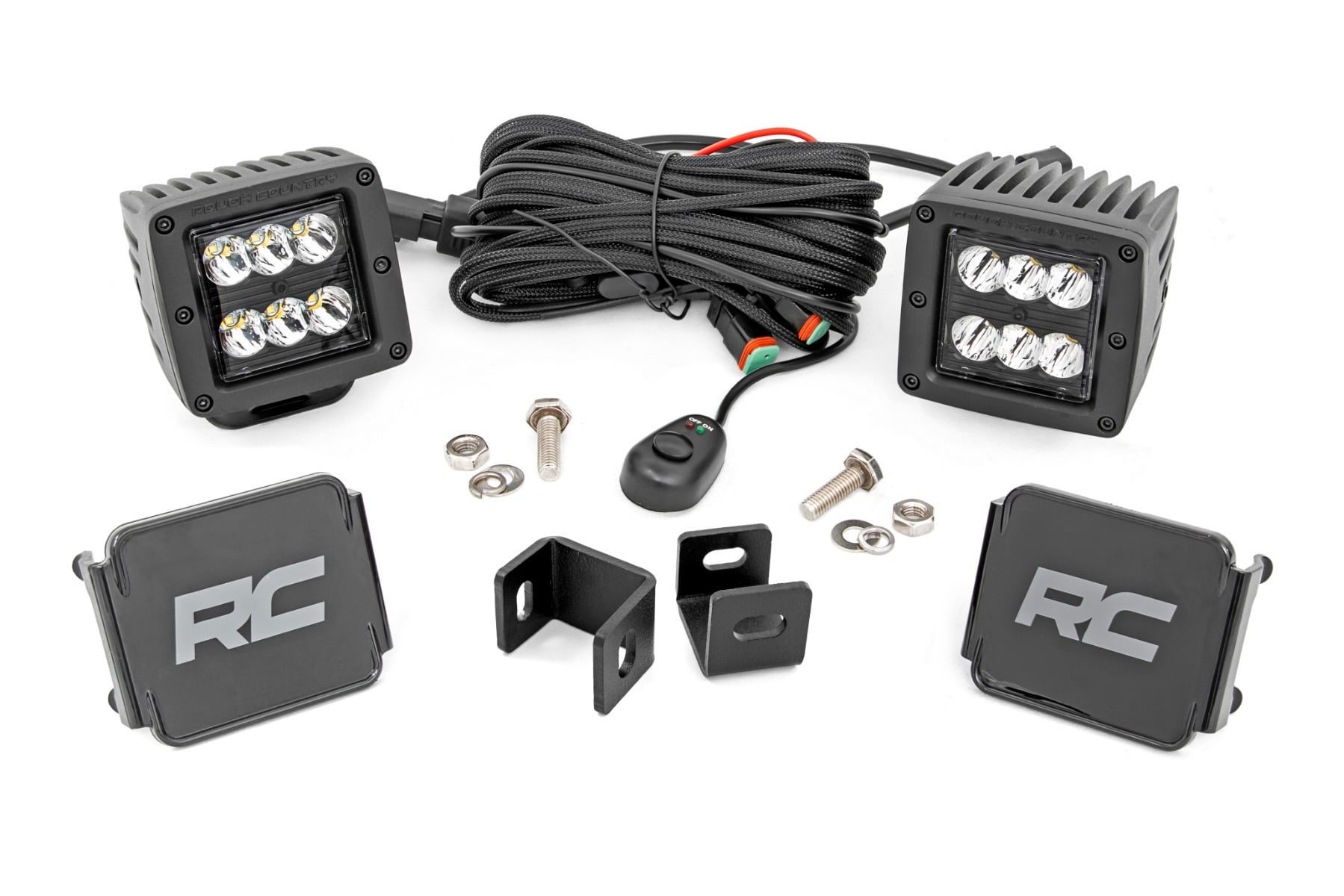 Rough Country 2-Inch Black Series Ditch Light Kit for Toyota Tundra