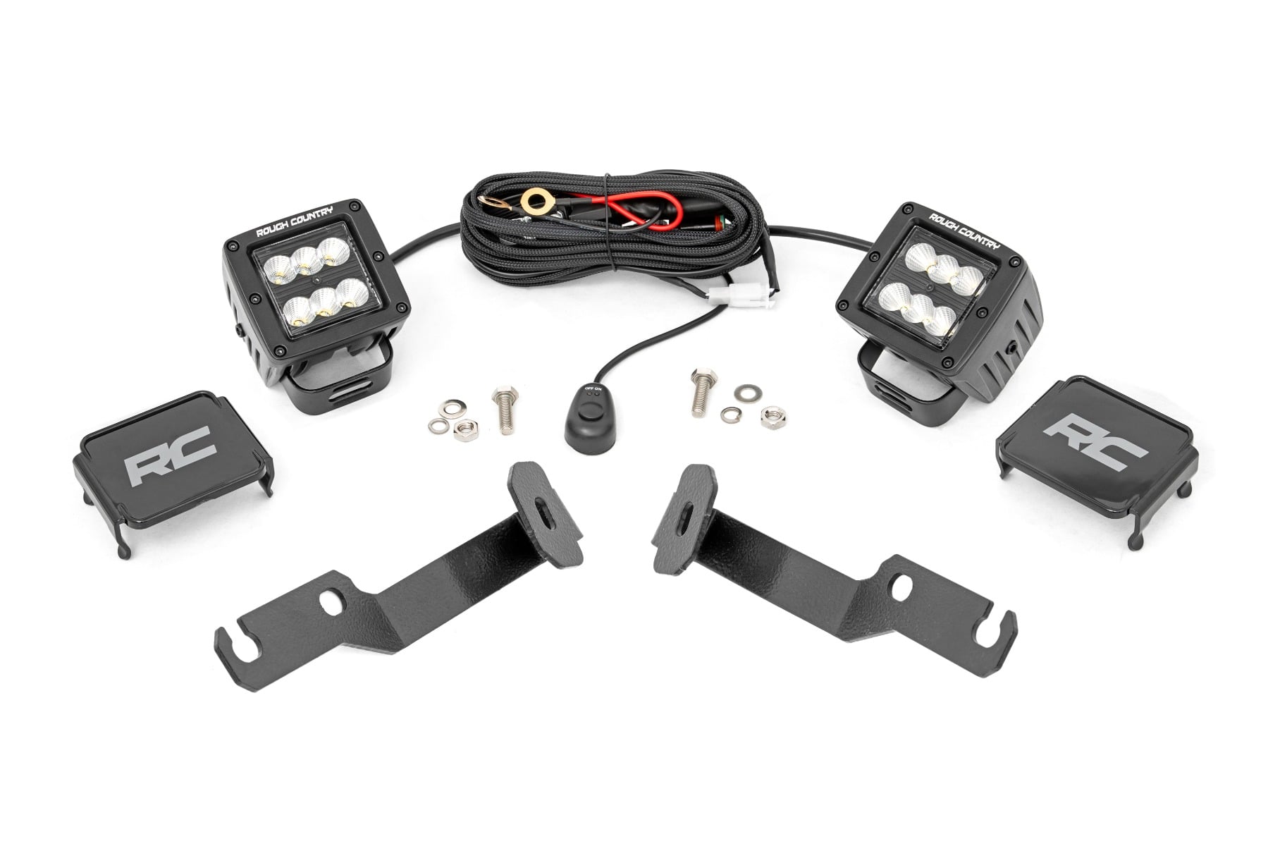 Rough Country 2-Inch Black Series Flood Ditch Light Kit for 2005–2015 Toyota Tacoma