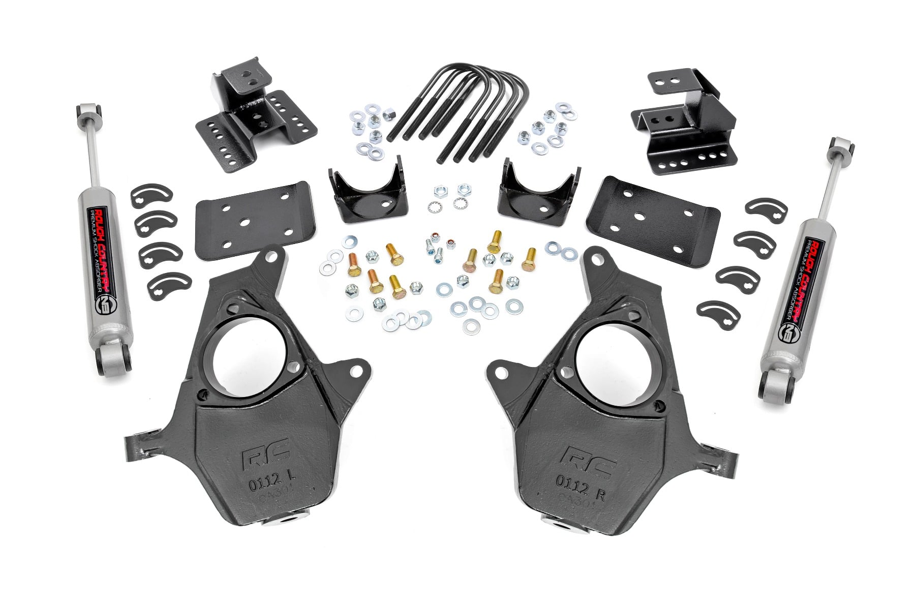Rough Country 2-Inch Front / 4-Inch Rear Lowering Kit for Silverado/Sierra 1500 2WD