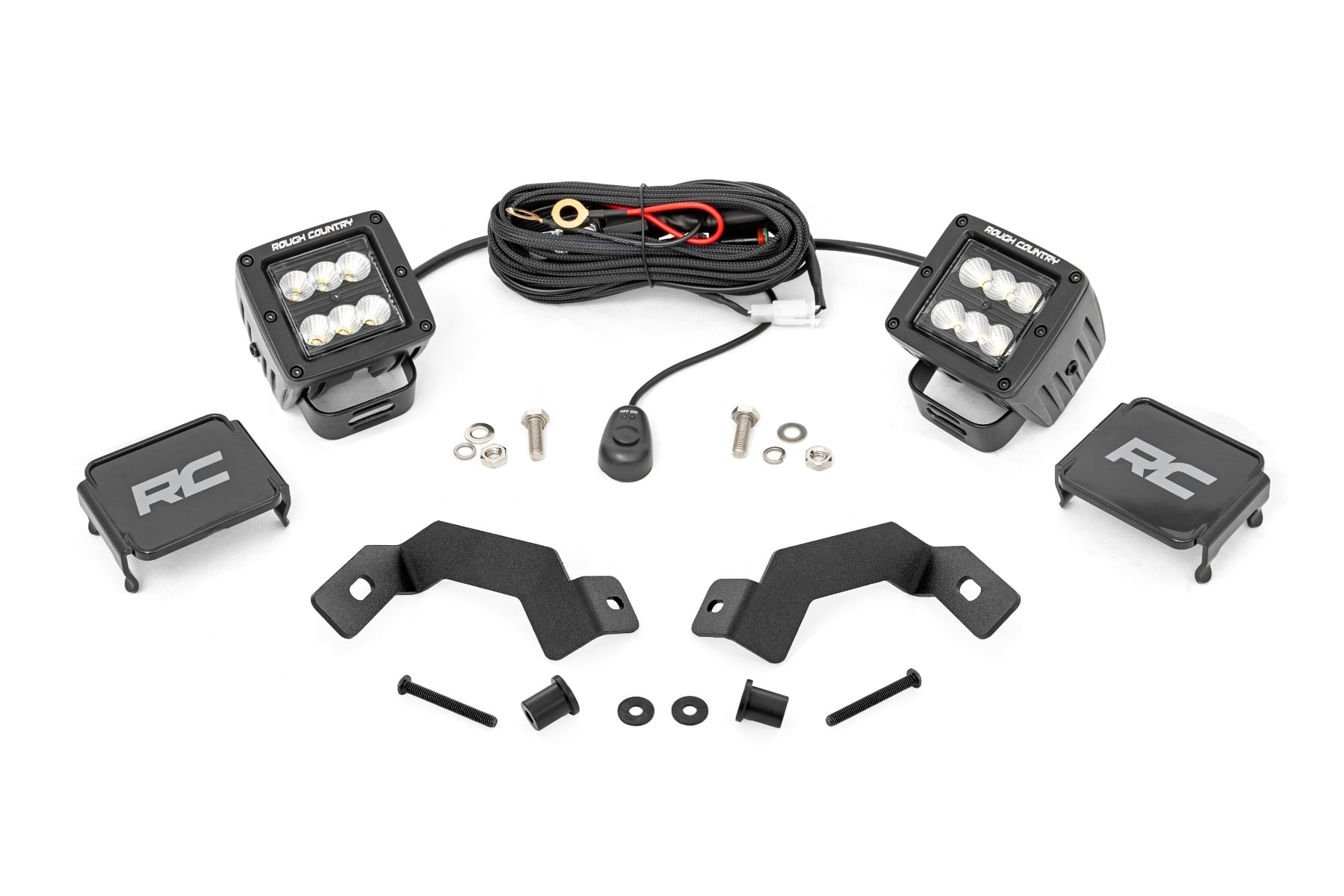 Rough Country 2-Inch Black Series Ditch Light Kit for 2024–2025 Toyota Land Cruiser
