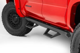 SRL2 Adjustable Aluminum Steps for Toyota Tacoma (2024-2025) shown installed, Rough Country 73003