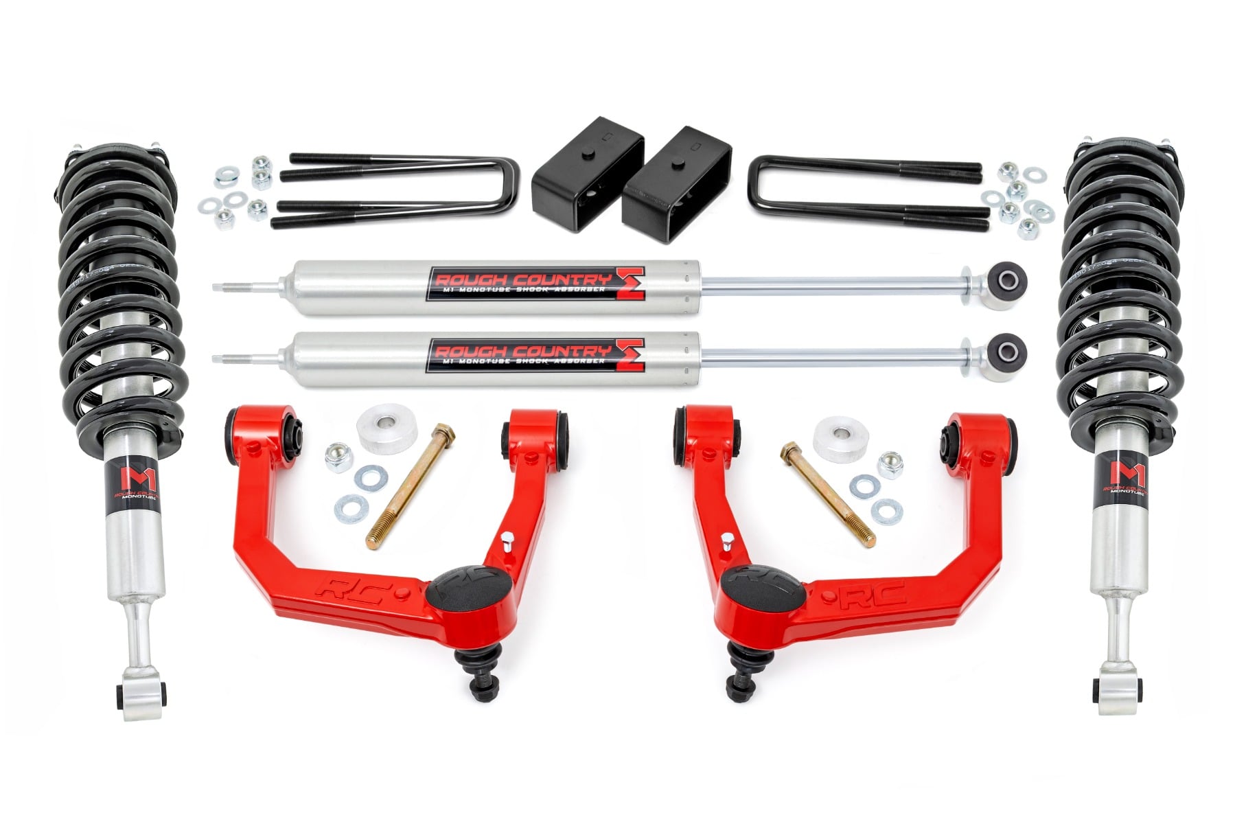 Rough Country 3.5-Inch Lift Kit with M1 Struts for 2005-2023 Toyota Tacoma — Red