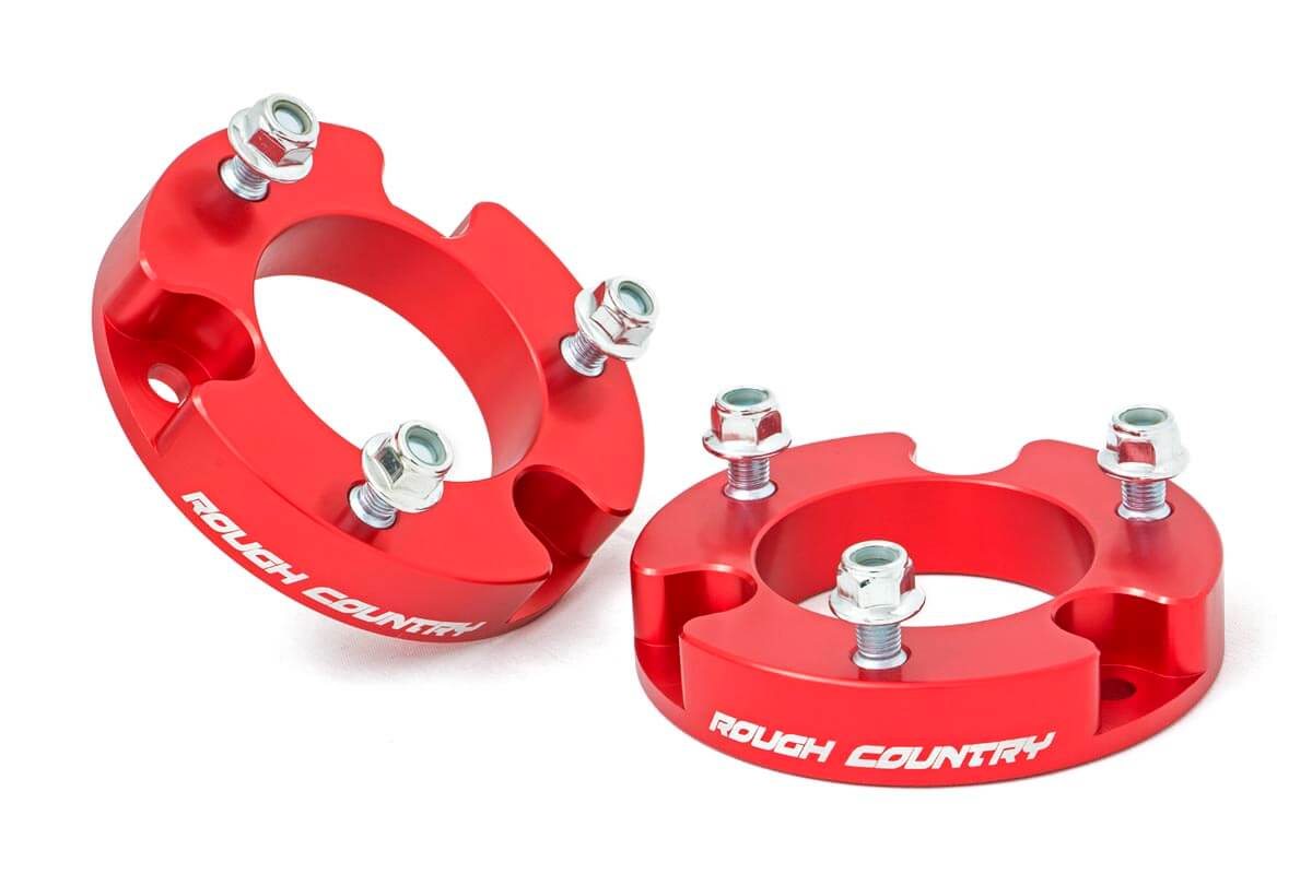 Rough Country 2-Inch Red Strut Spacer Leveling Kit for Toyota Tacoma