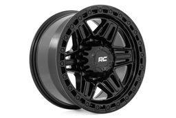 76 Series Simulated Beadlock Wheel 17x9 5x4.5 +0mm Gloss Black, view 3, Rough Country 76170913