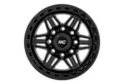 76 Series Wheel - Gloss Black Simulated Beadlock, view 2, Rough Country 76171218