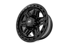 76 Series Wheel - Gloss Black Simulated Beadlock, view 3, Rough Country 76171218