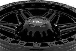 76 Series Wheel - Gloss Black Simulated Beadlock, view 6, Rough Country 76171218