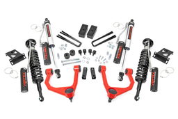 3.5-Inch Lift Kit with Vertex Shocks for 2007–2021 Toyota Tundra 4WD — Red, Rough Country 76850RED