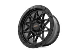 Semi-Gloss Black 78 Series Wheel — Simulated Beadlock, view 3, Rough Country 78181212B