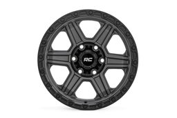 79 Series 6-Spoke Wheel in Gunmetal Gray with Black Ring, view 2, Rough Country 79170912G