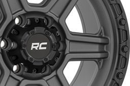 79 Series 6-Spoke Wheel in Gunmetal Gray with Black Ring, view 6, Rough Country 79170912G
