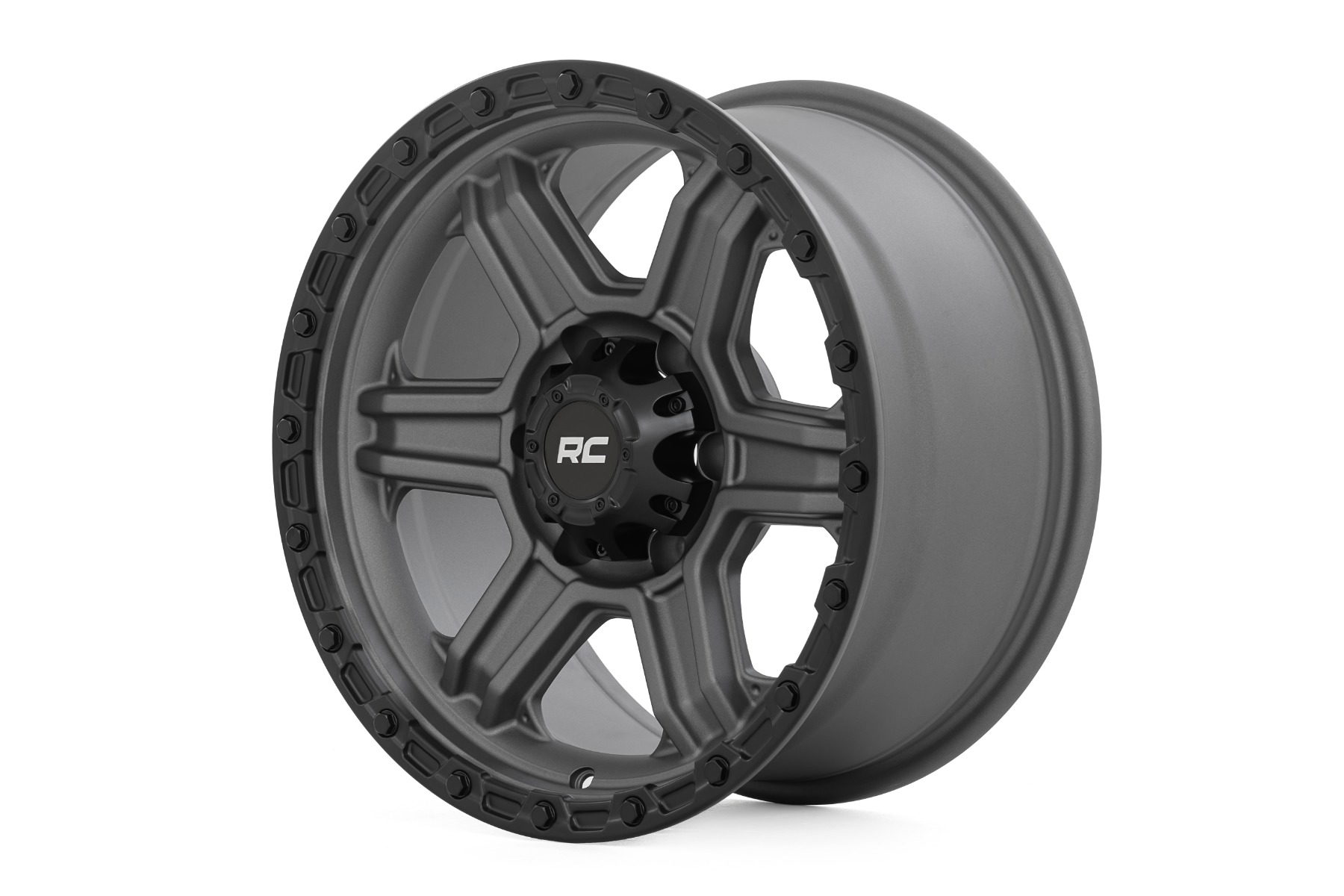 Rough Country 79 Series 6-Spoke Wheel in Gunmetal Gray with Black Ring