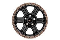 79 Series 6-Spoke Wheel — Semi Gloss Black, Bronze Ring, view 2, Rough Country 79170913