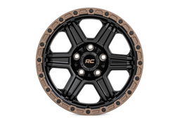 79 Series 6-Spoke Wheel, Semi Gloss Black with Bronze Ring, view 2, Rough Country 79180912A