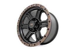 79 Series 6-Spoke Wheel, Semi Gloss Black with Bronze Ring, view 3, Rough Country 79180912A