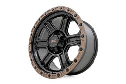 79 Series 6-Spoke Wheel — Semi Gloss Black with Bronze Ring, view 3, Rough Country 79180917A