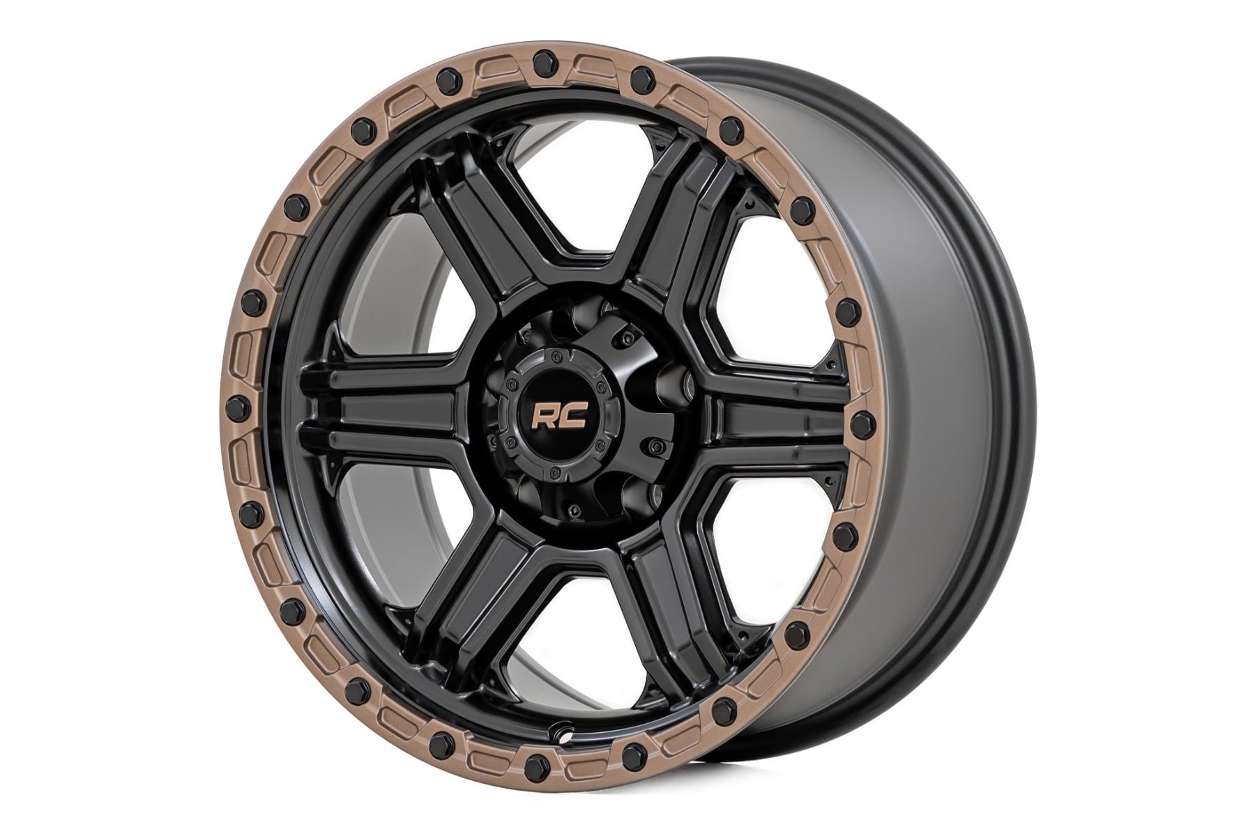 Rough Country 79 Series 6-Spoke Wheel — Semi Gloss Black with Bronze Ring