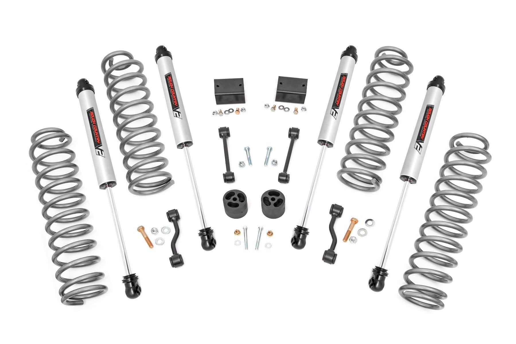 Rough Country 2.5-Inch Lift Kit with V2 Shocks for Jeep Wrangler 4WD