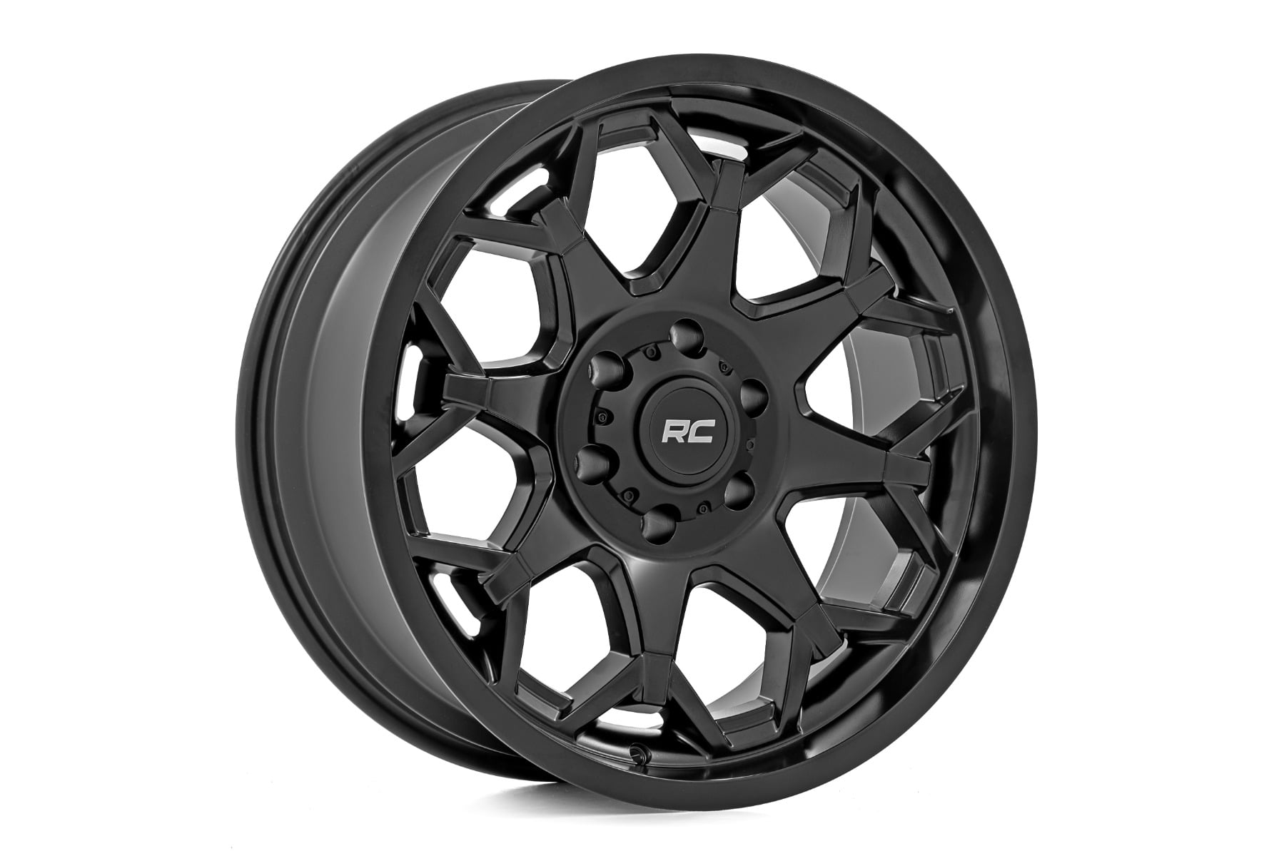 Rough Country 80 Series 6-Spoke Wheel — Semi Gloss Black with Bronze Ring