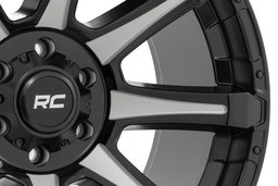 81 Series 8-Spoke Wheel in Gloss Black with Machined Spokes, view 5, Rough Country 81200906M