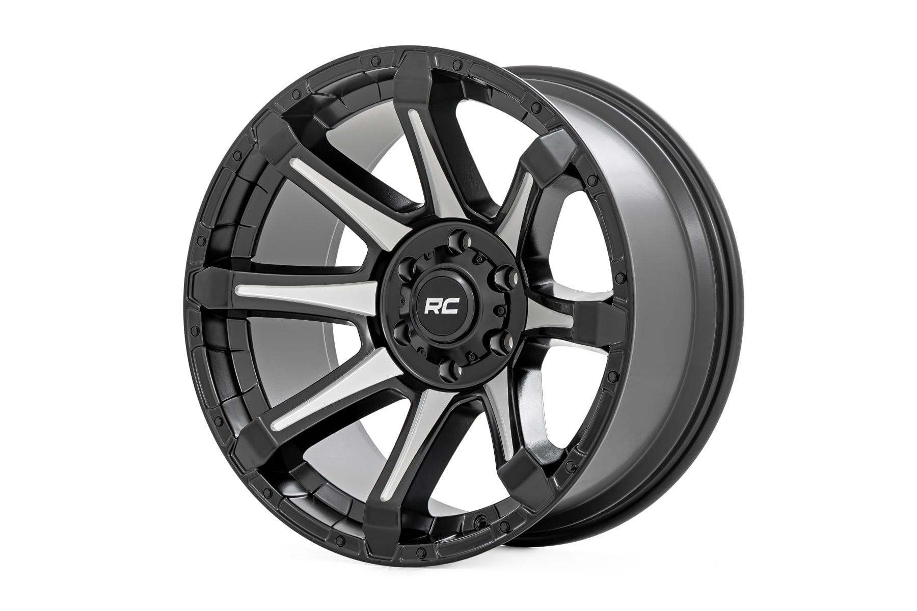 Rough Country 81 Series 8-Spoke Wheel in Gloss Black with Machined Spokes