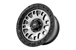 82 Series Wheel: Machined Face, Semi-Gloss Black Lip, Part 82151813M, view 4, Rough Country