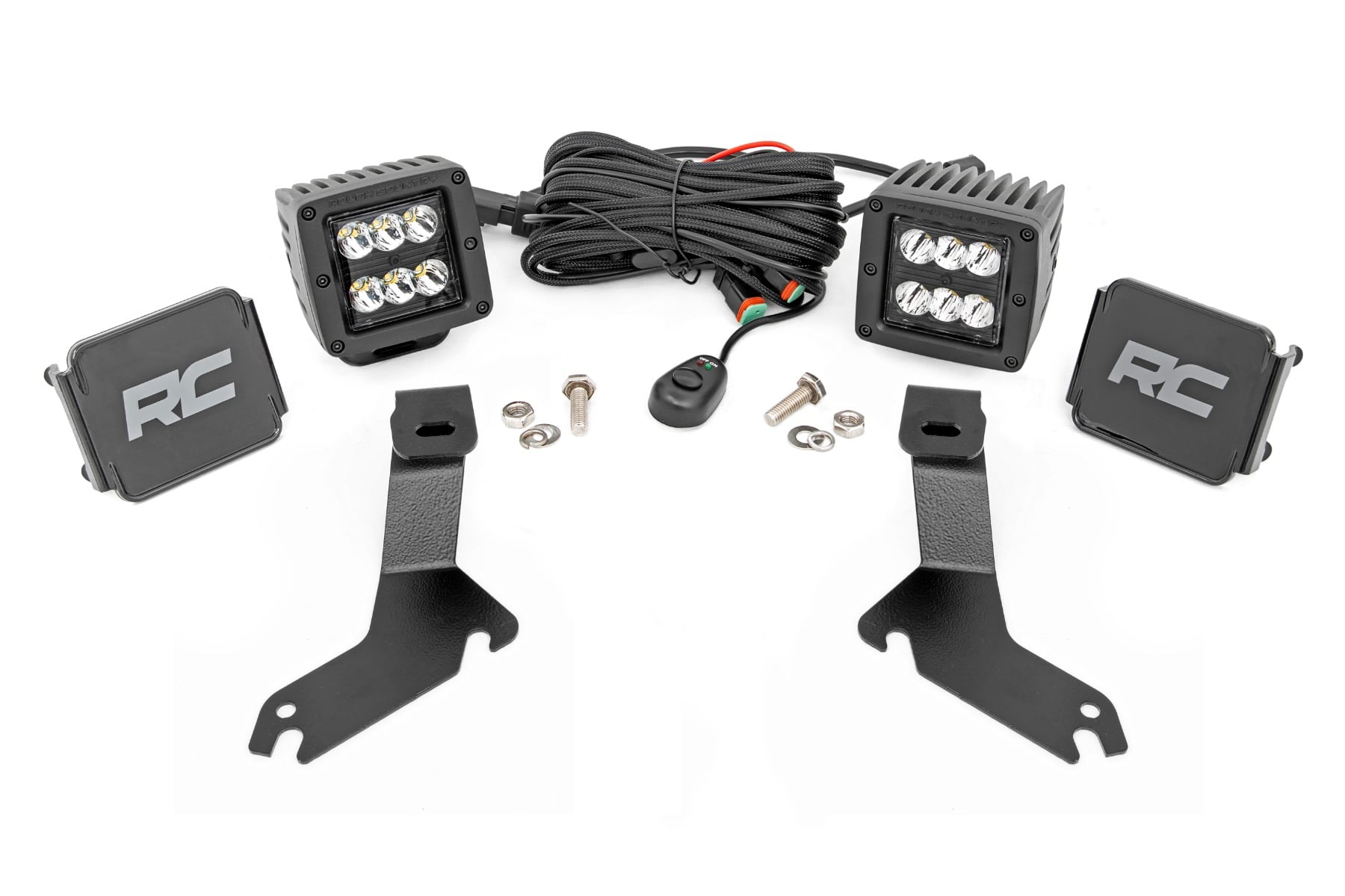 Rough Country 2-Inch Black Series LED Ditch Light Kit for Chevy 1500