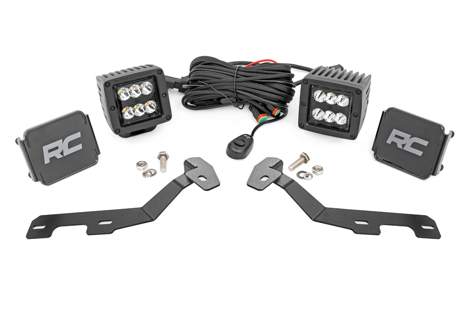 Rough Country 2-Inch Black Series LED Ditch Light Kit for 2019-2025 Ram 1500