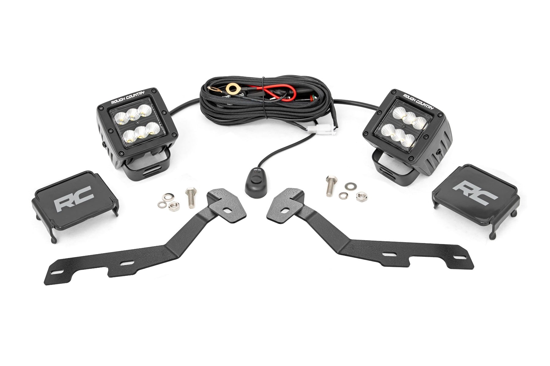 Rough Country 2-Inch Black Series LED Ditch Light Kit for 2019-2025 Ram 1500