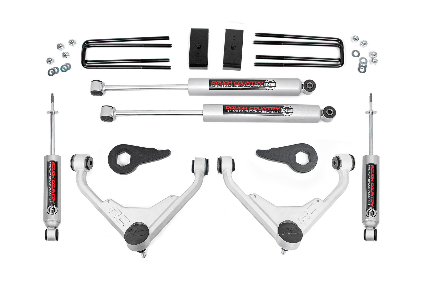 Rough Country 3 Inch Lift Kit with Forged Aluminum Upper Control Arms
