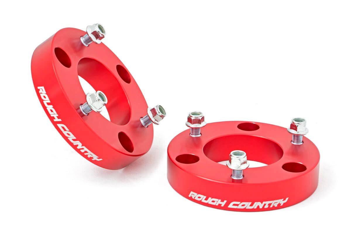 Rough Country 2-Inch Red Anodized Leveling Kit for Nissan Titan