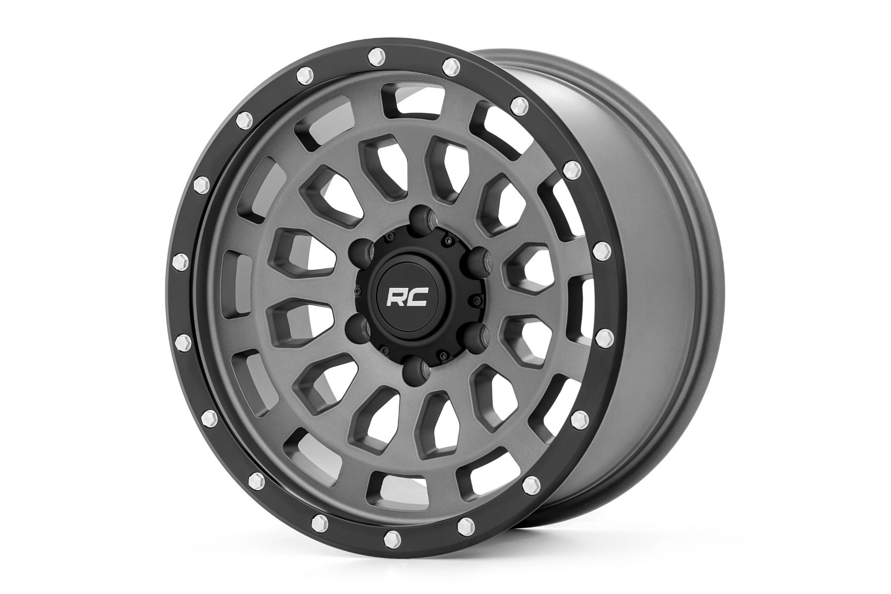 Rough Country 87 Series Wheel in Gray with Black Ring