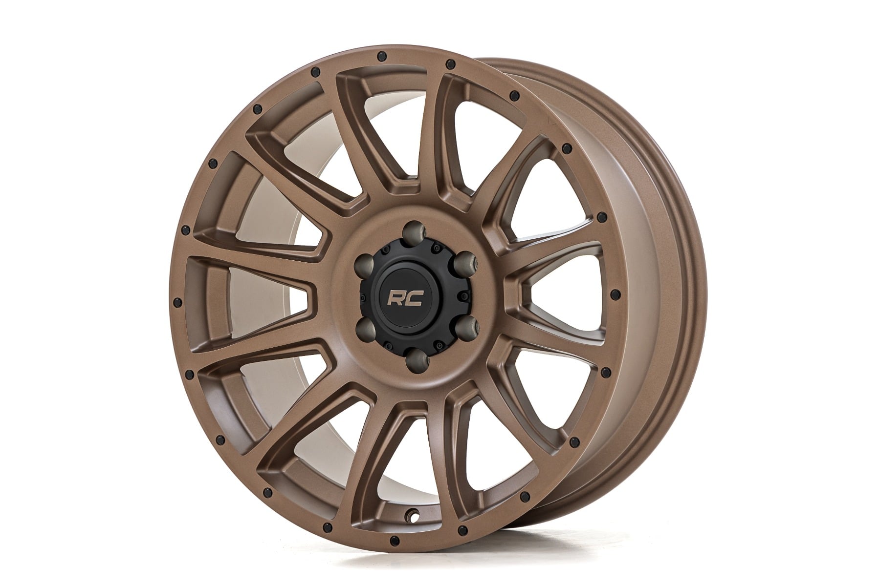 Rough Country 12-Spoke 90 Series Wheel in Bronze with Black Accent Bolts