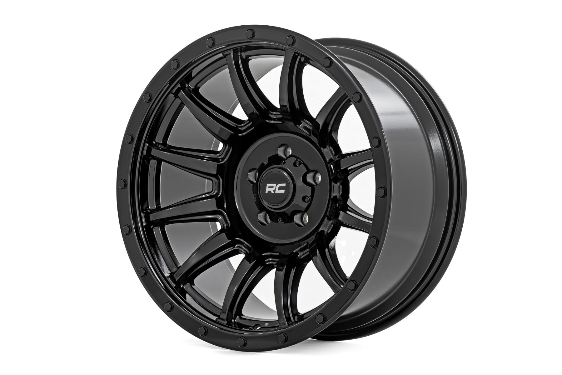 Rough Country 12-Spoke 90 Series Aluminum Wheel — Gloss Black