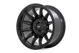 90 Series 12-Spoke Wheel — Gloss Black, Black Bolts, Rough Country 90201811B