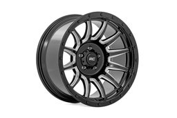 90 Series 12-Spoke Wheel: Gloss Black, Machined Spokes, view 3, Rough Country 90201811M