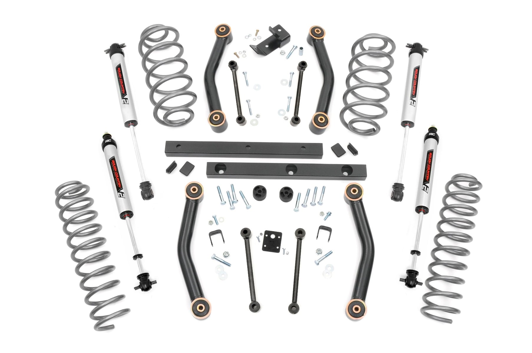 4-Inch Lift Kit with V2 Shocks for Jeep Wrangler TJ 4WD (1997–2002), Rough Country 90670